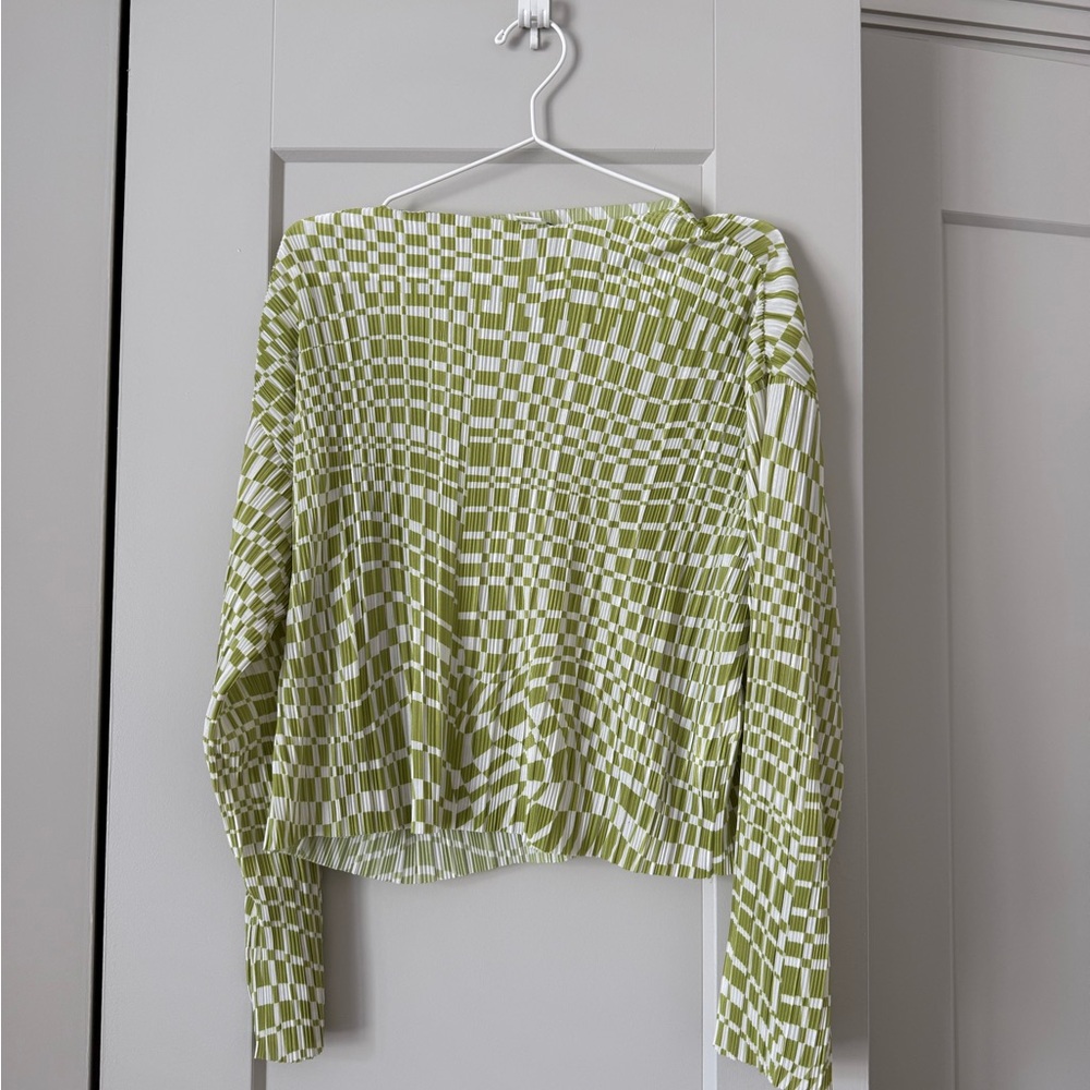 Monki Green and White Checkered Top